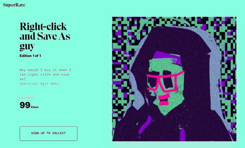 Right-click and Save As guy de XCOPY sur SuperRare