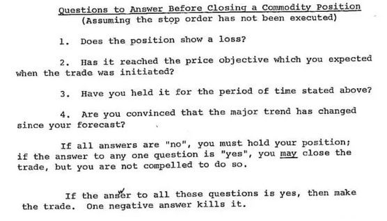 Questions à se poser avant de clôturer une position selon Commodities Corp