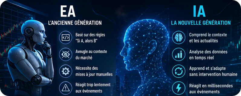 Expert Advisors (EA) contre IA : ancienne et nouvelle génération de robots de trading